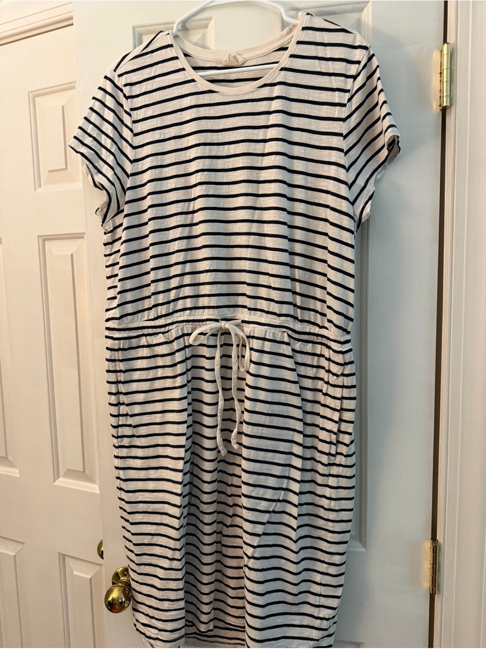 Pact XL Relaxed Slub Weekend Stripe Short Sleeve Dress